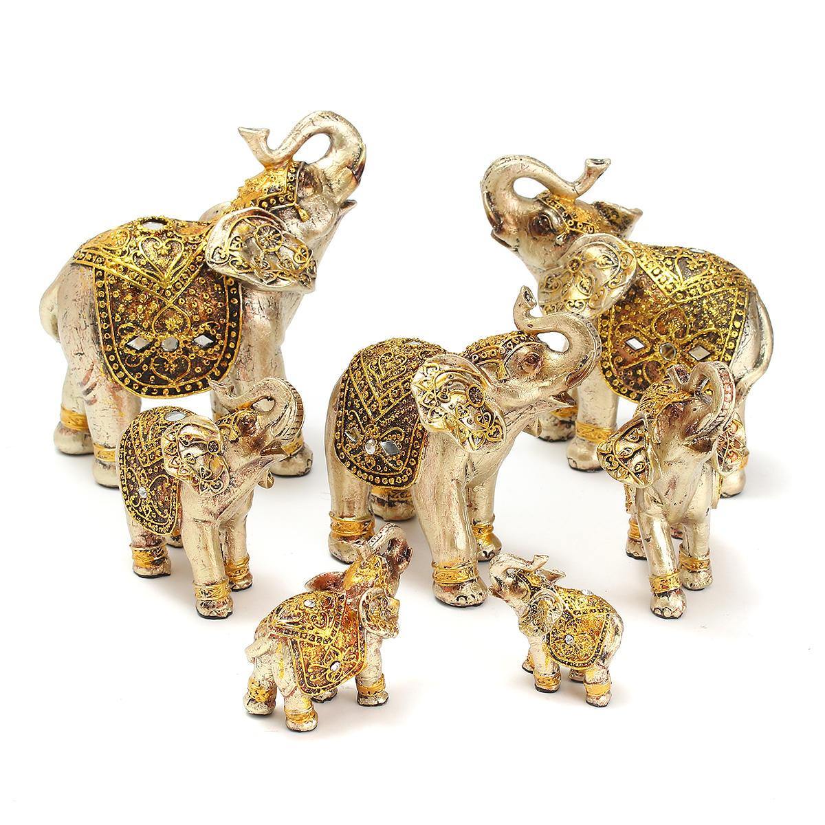 7Pcs Resin Mini Exotic Elephants Ornaments Elephant Home Office Decoration Decorative Hardware