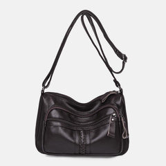 Bolso bandolera de gran capacidad para mujer Bolso de hombro retro resistente al desgaste con múltiples bolsillos 