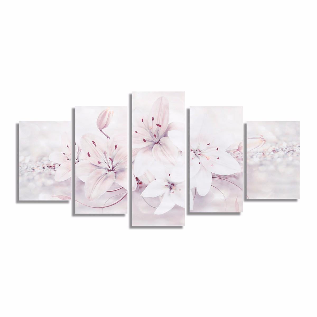 5PCS Lilies Frameless Modern Canvas Painting Mural Wall Picture Paintings Home Decoration