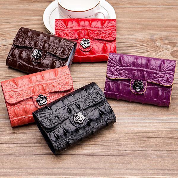 Women Solid Genuine Leather 26 Card Slot Wallet