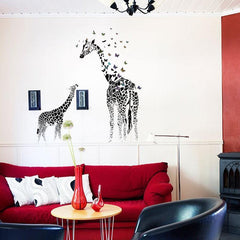 Honana DX-368 3D Giraffe Colorful Butterfly Wall Sticker Removable Home Decor Bedroom Art Applique