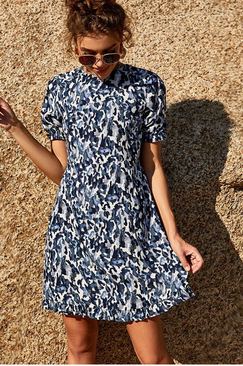 Printed Short Sleeve Dress