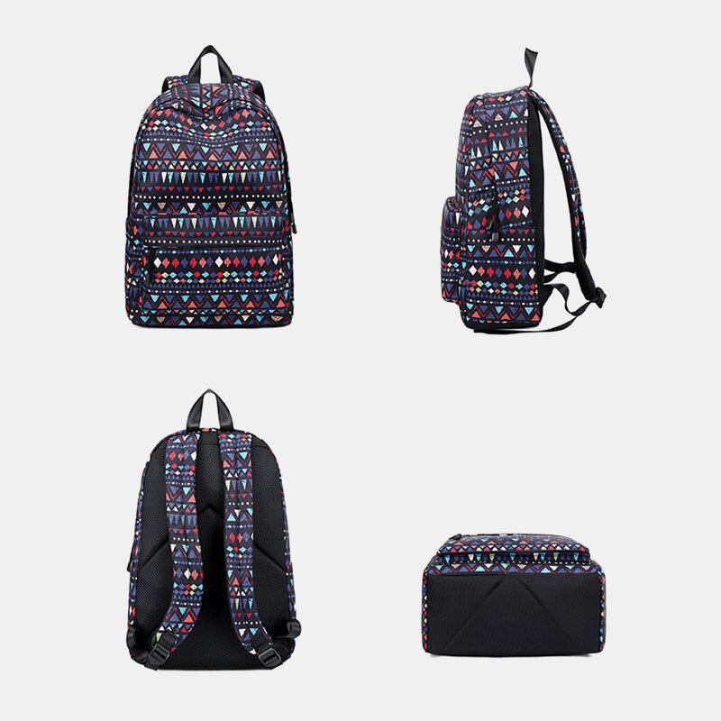 Women Waterproof Bohemian Printed National Backpack School Bag