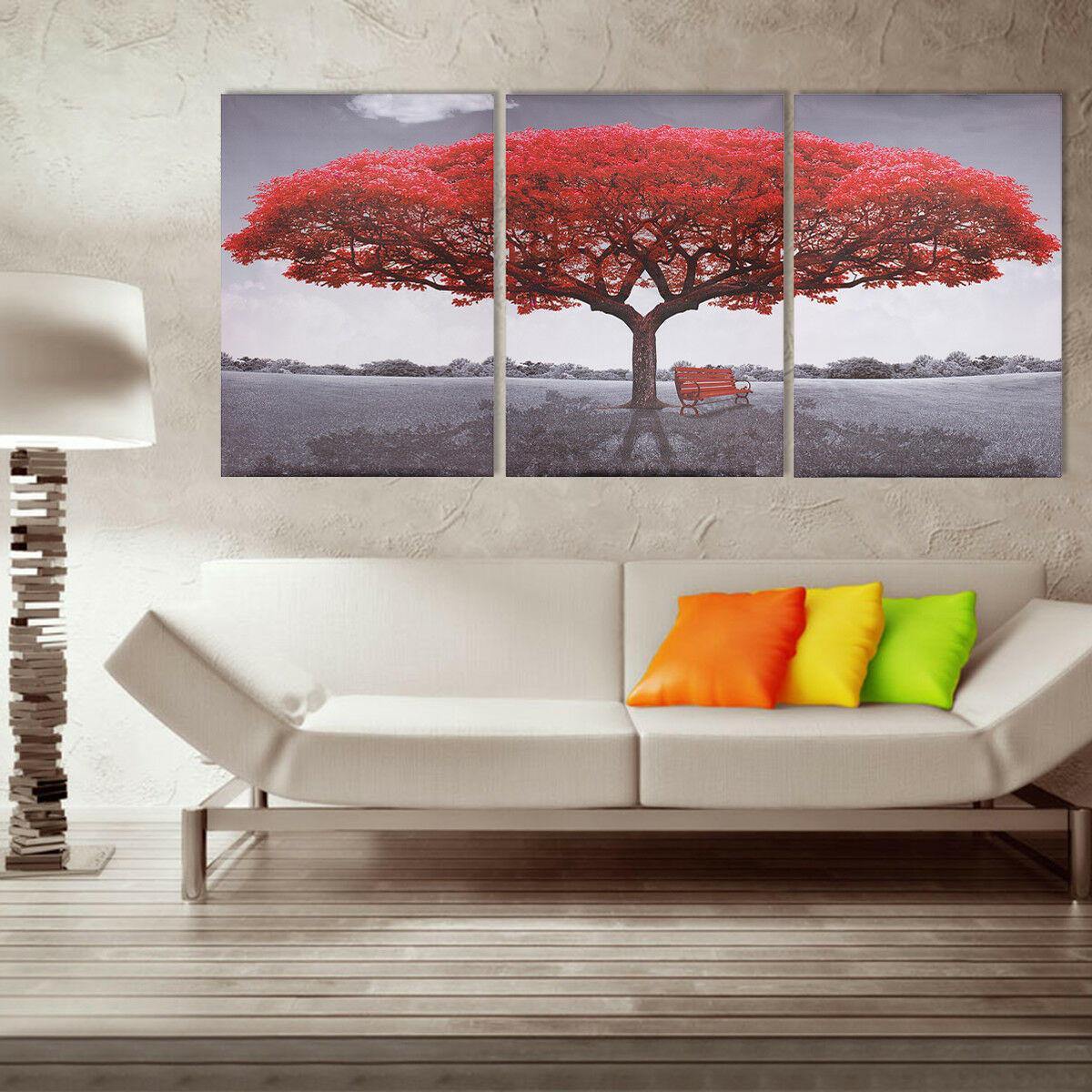 3Pcs Large Red Tree Canvas Print Art Paintings Picture Modern Home Decor