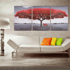 3 piezas grande árbol rojo lienzo impresión arte pinturas imagen moderna decoración del hogar 