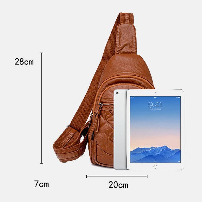 Bolso bandolera con orificio para auriculares de gran capacidad portátil de cuero PU para mujer, bolso de hombro, bolso de pecho 