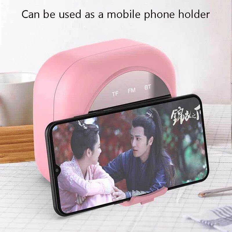 Wireless USB bluetooth 5.0 LED Mirror Alarm Clock Speaker TF FM Radio Clock Digital Snooze Table Clock Wake Up Phone Holder Electronic Large Time Display Home Decoran Clock