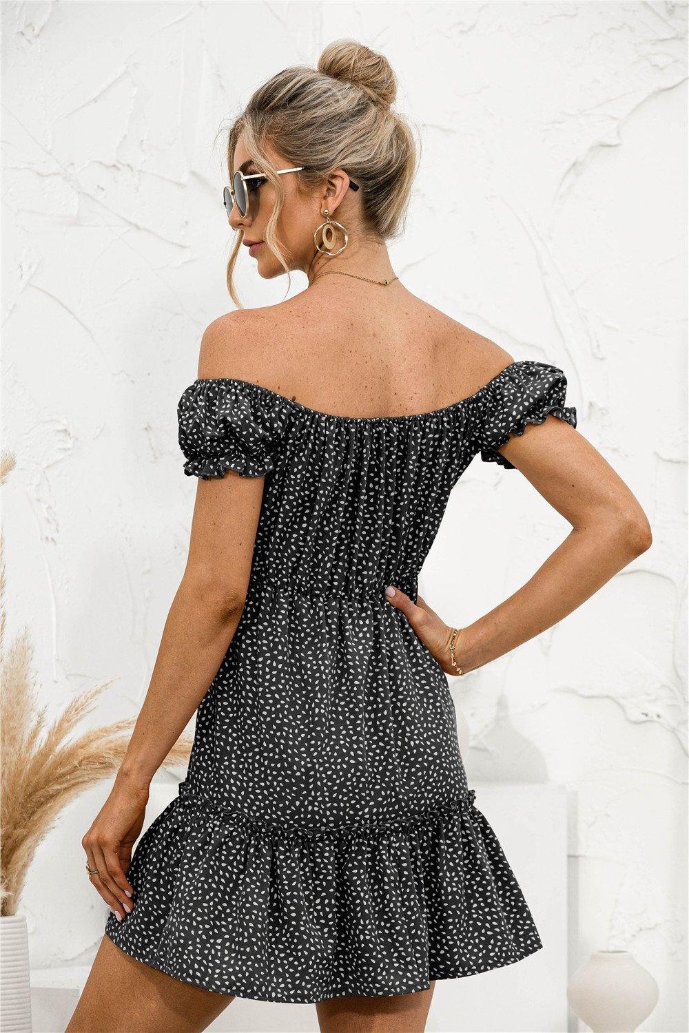 Frill Trim Off Shoulder Dress