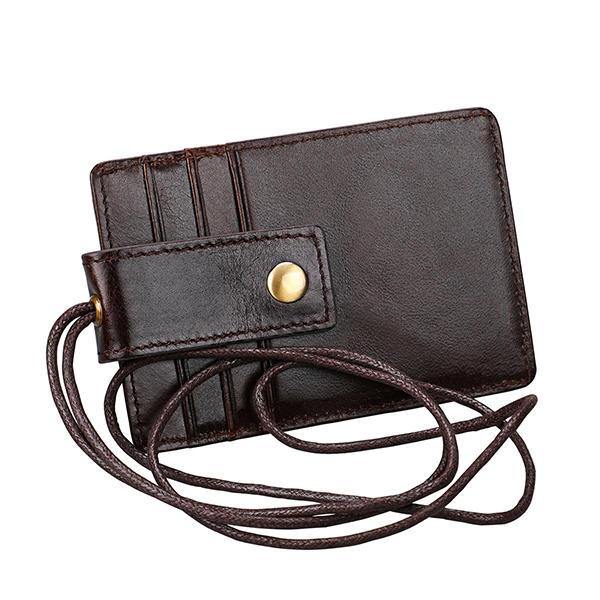 RFID Genuine Leather 4 Card Slot Neck Bag Card Holder