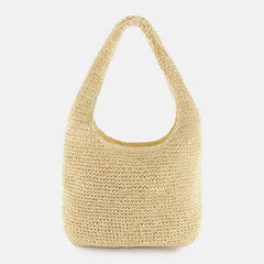 Bolso de playa de moda Simple transpirable de paja para mujer, bolso de hombro 