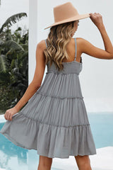 Ruched Ruffled Swing Dress