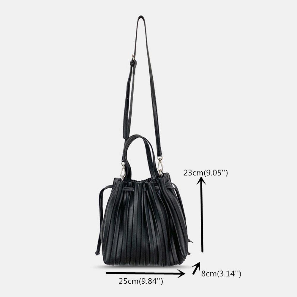 Bolso bandolera a rayas con cordón de cuero PU para mujer, bolso de hombro, bolso fruncido 