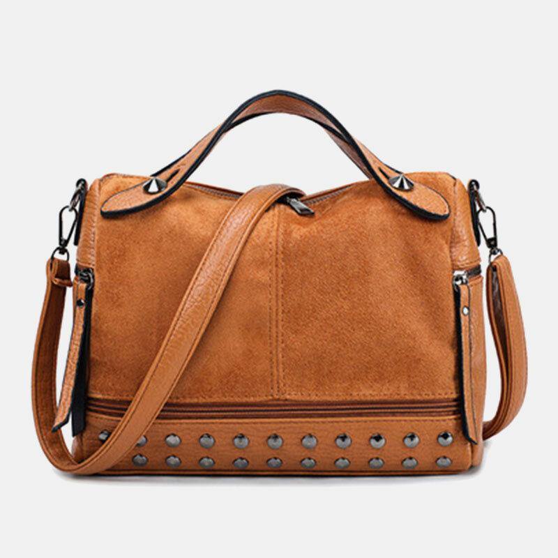 Bolso bandolera multifunción de cuero PU Vintage con remaches para mujer, bolso de mano 