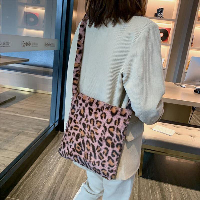 Las mujeres sintieron el patrón de leopardo suave lindo Casual personalidad bandolera bandolera 