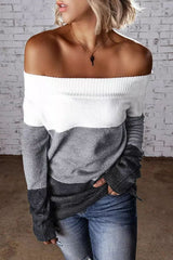 Lilipretty Lovely Chill Color Block Off Shoulder Sweater