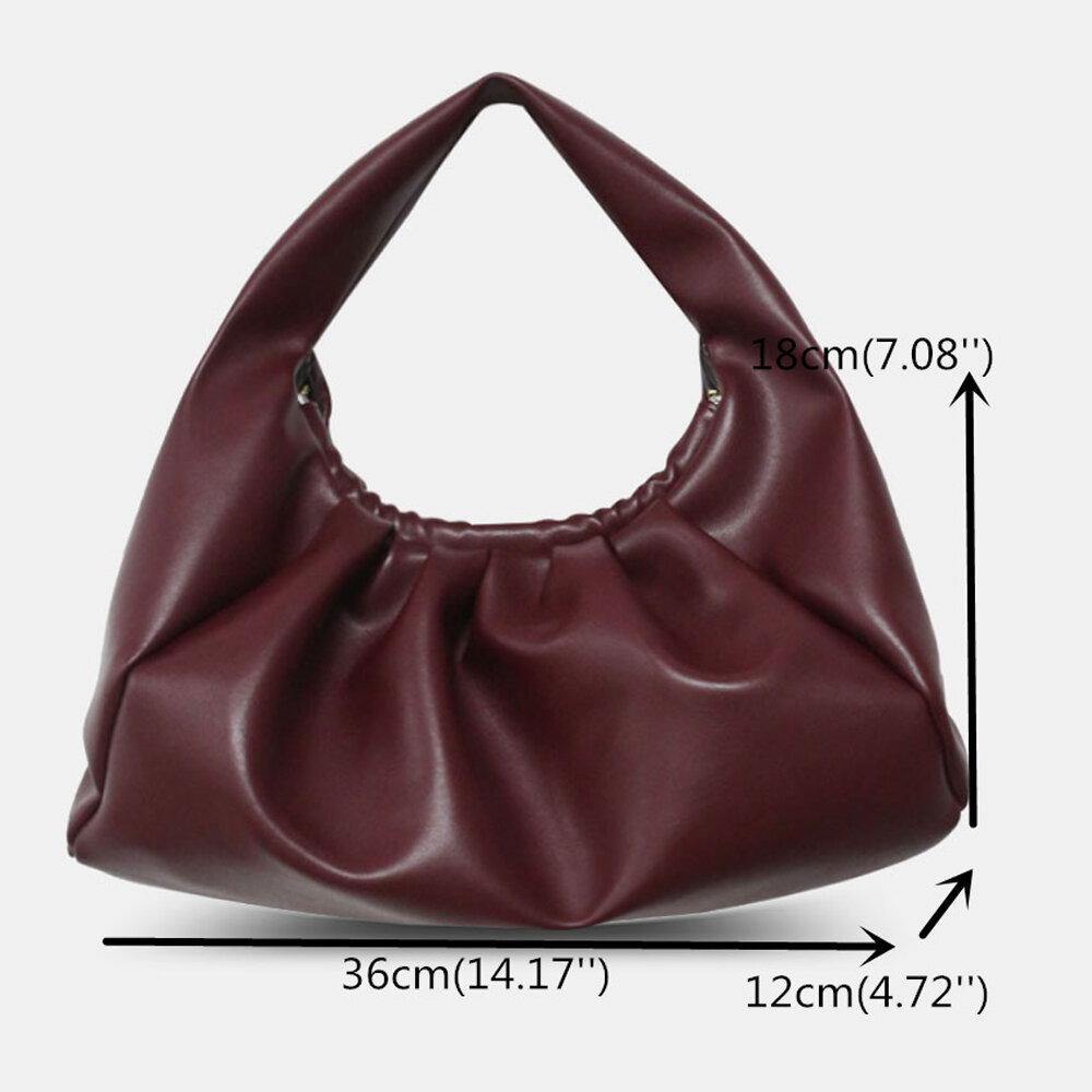 Bolso fruncido de gran capacidad abierto con forma de nube de cuero PU para mujer, bolso de hombro 