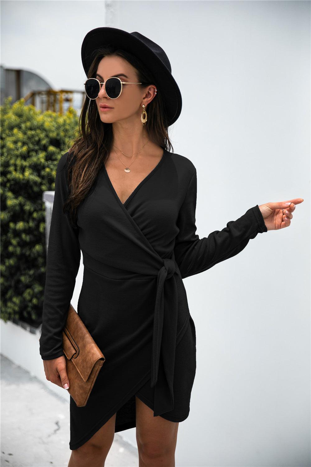 Asymmetry Wrap Tie Dress