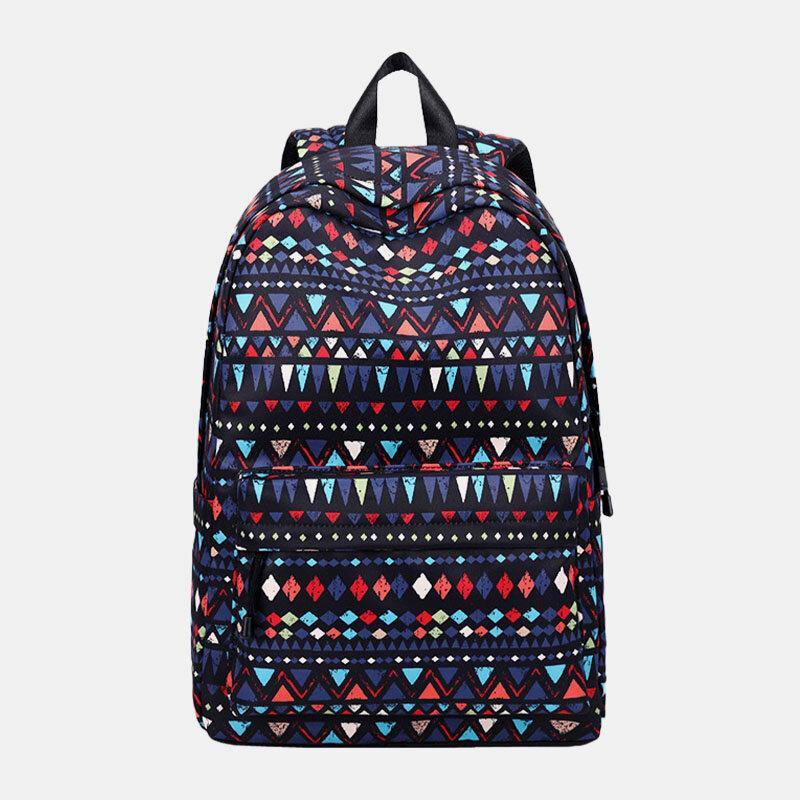 Women Waterproof Bohemian Printed National Backpack School Bag