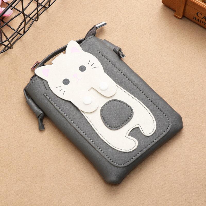 Bolso de teléfono de 6,3 pulgadas con diseño de gatito de gato superbonito de piel sintética para mujer, bolso pequeño de almacenamiento, bandolera 