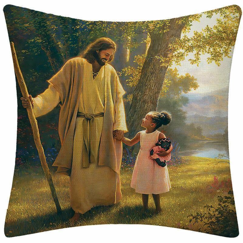 Oil Painting Pillow Case Christian Jesus Pillow Case Cushion Cover