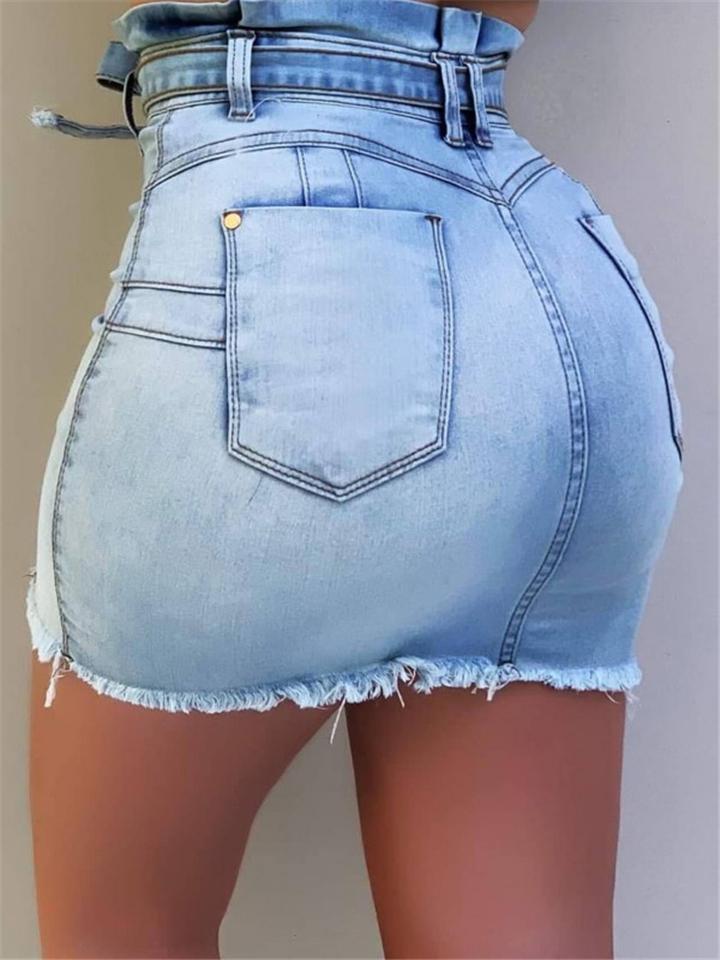 Modischer, figurbetonter Jeansrock mit hoher Taille und Schnürung vorne