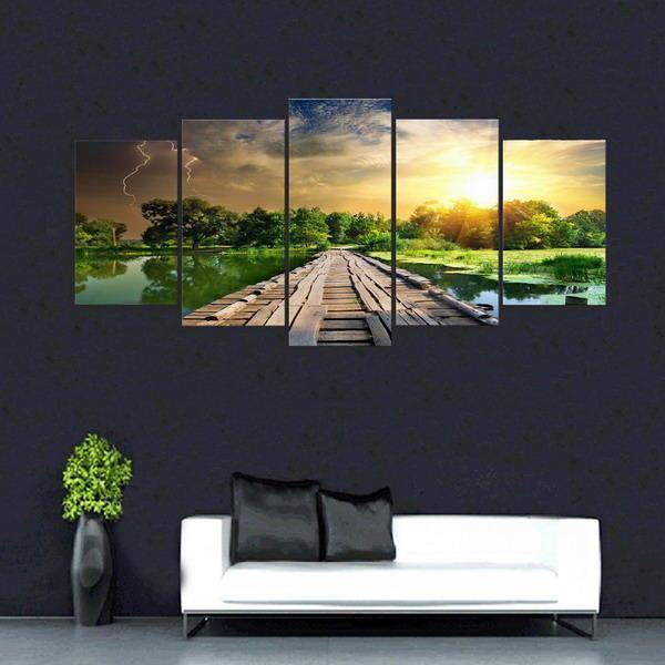 5Pcs Modern Art Printing Lake Landscape Poster Canvas Painting Home Wall Decor