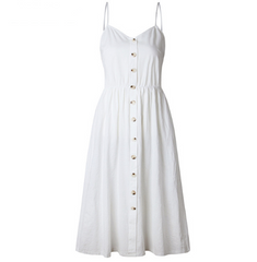 Sexy Suspender Button Pocket Halter Dress