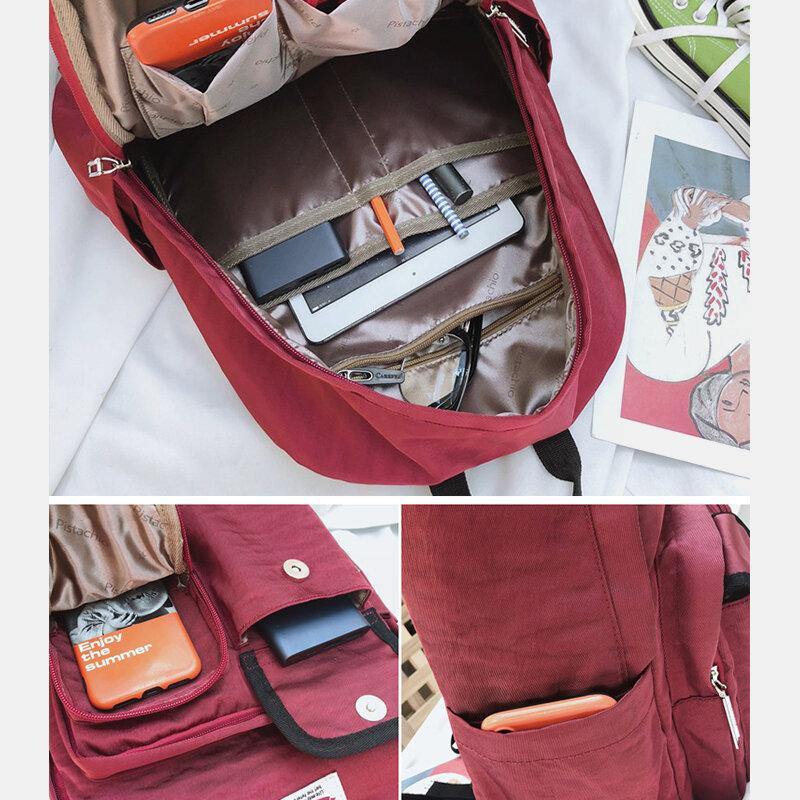 Solider Damen-Rucksack, lässig, große Kapazität, mehrere Taschen, Schulranzen-Rucksack 