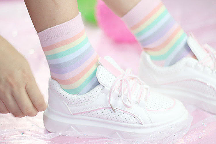 Women's Stripes Cute Rainbow Socks 2 pairs