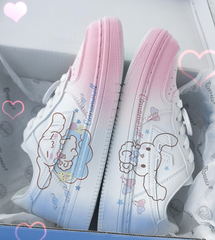 Lindo estampado perro pastel zapatillas de deporte preppy zapato estético