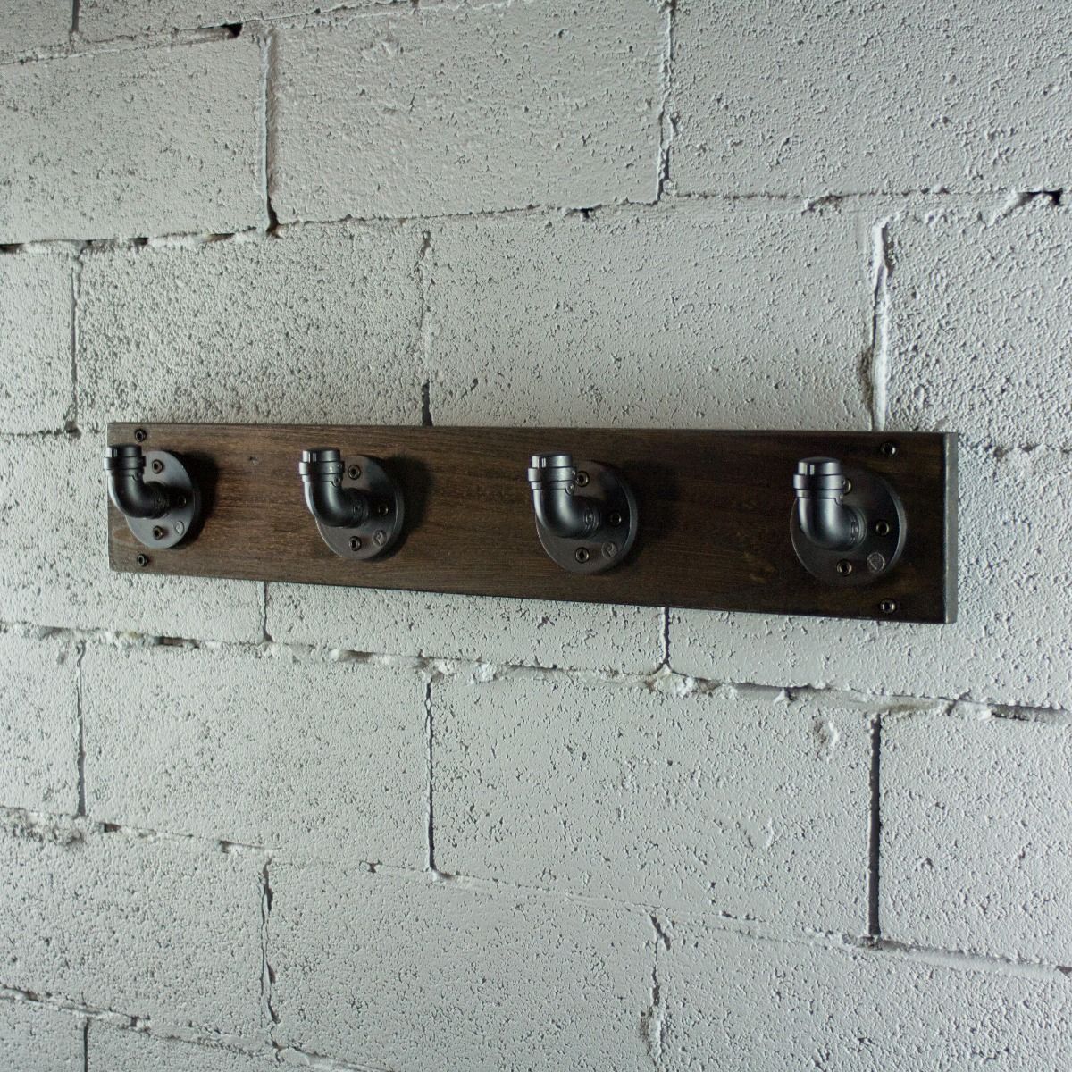 Modern Industrial Wall Mounted Four Hook Hat Rack