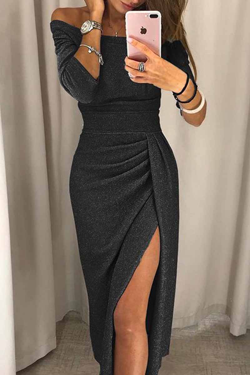 Wrap Hip Slit Collar Maxi Dresses(6 Colors)