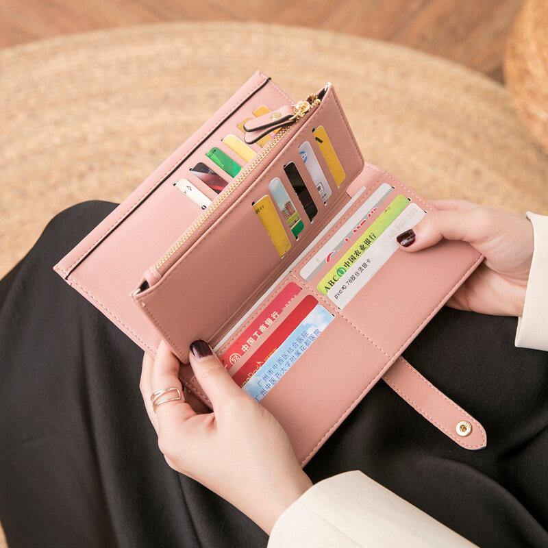 Women 21 Card Slots Solid Long Wallet Purse Phone Bag