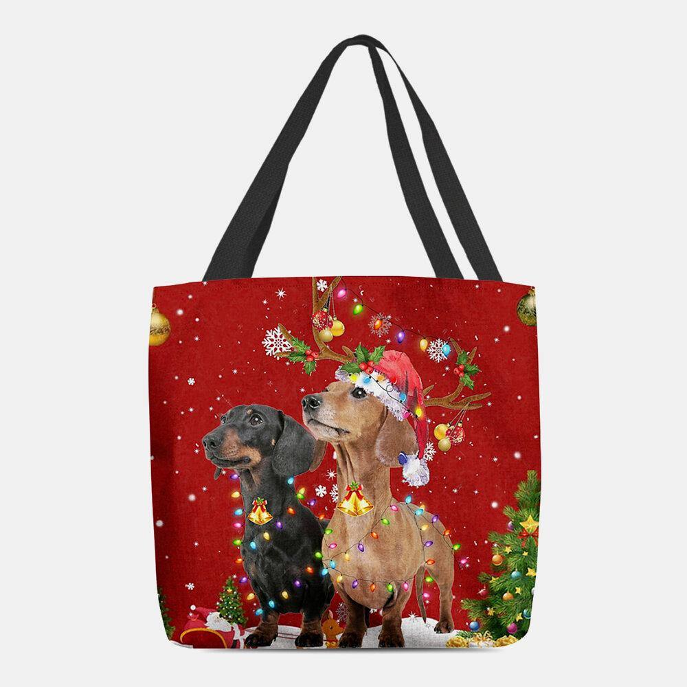 Las mujeres se sintieron lindo festivo Navidad dibujos animados perros patrón bolso de hombro bolso de mano 