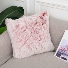 Cushion Long Hair Pillow Bedside Cushion Gradient Color Back Cushion Plush Pillowcase