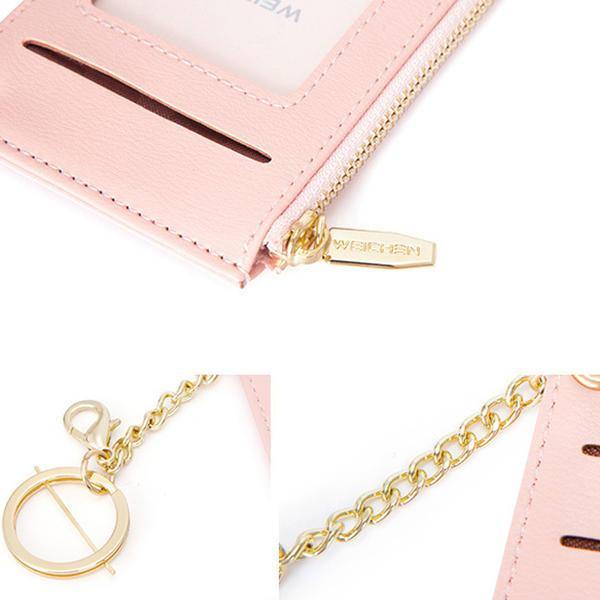 Women Faux Leather Card Holder Small Coin Bag Purse Key Chain