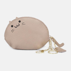 Women Genuine Leather Casual Cute Animal Cat Pattern Mini Hanging Coin Bag Storage Bag