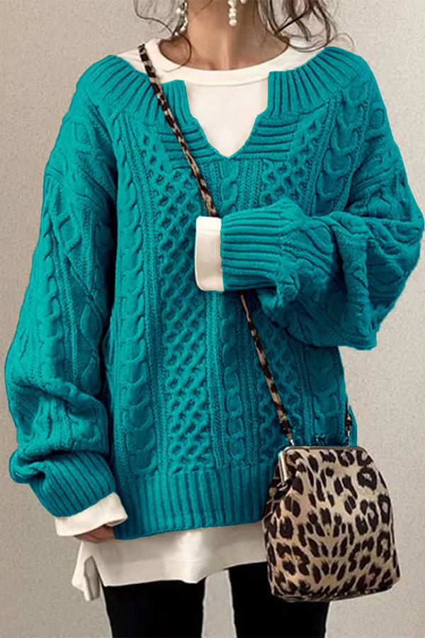 Lilipretty Linen Pattern Casual Knit Sweater