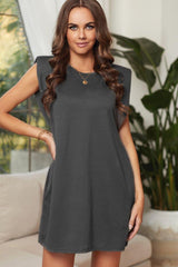 Padded Shoulder Sleeveless Dress