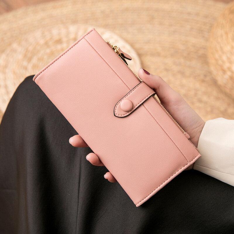 Women 21 Card Slots Solid Long Wallet Purse Phone Bag