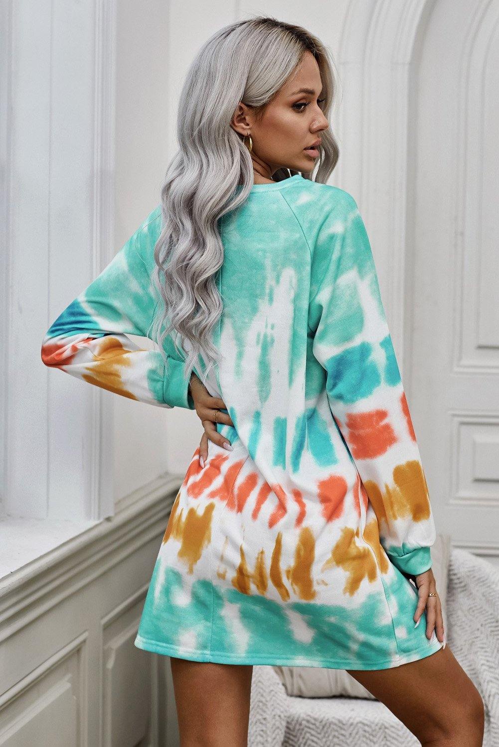 Tie Dye Long Sleeve Sweatshirt Dress