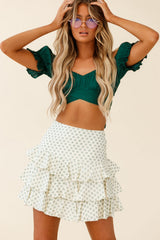 Linka Off-Shoulder Tie-Back Crop Top Forest Green