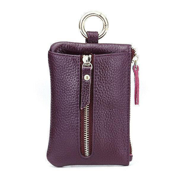 Genuine Leather Women Zipper Card Holder Girls Small Coin Bags Key Chain Bags