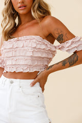 Tigerlily Tiered Frill Off-Shoulder Top Blush