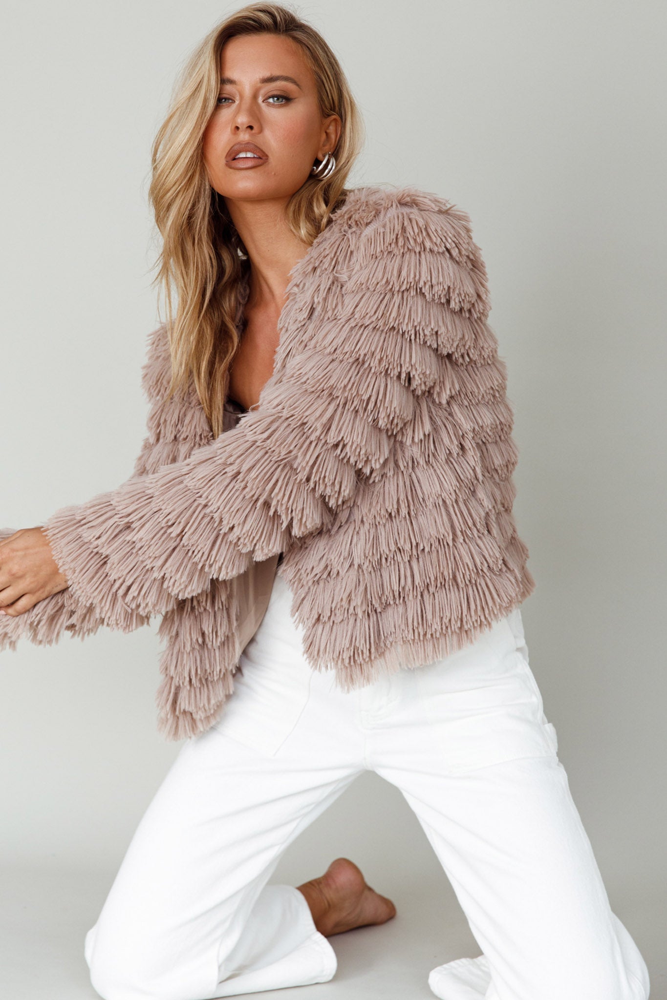 Montana Shaggy Faux Fur Jacket Camel