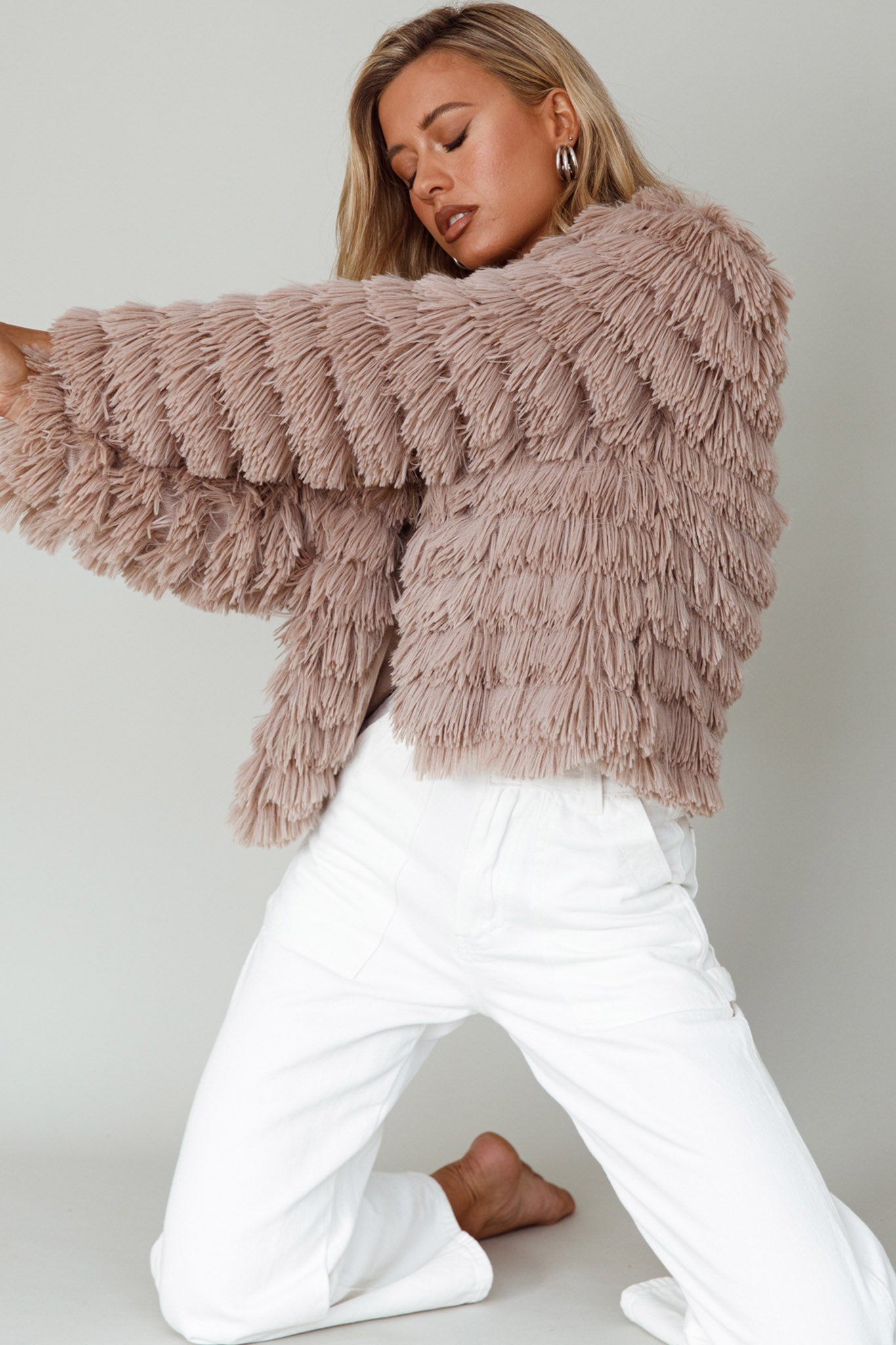 Montana Shaggy Faux Fur Jacket Camel