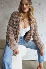 Montana Shaggy Faux Fur Jacket Camel