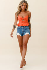 Sweet Dreams Cami Strap Bow Detail Crop Top Orange