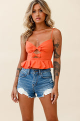 Sweet Dreams Cami Strap Bow Detail Crop Top Orange