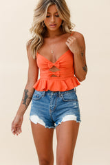 Sweet Dreams Cami Strap Bow Detail Crop Top Orange